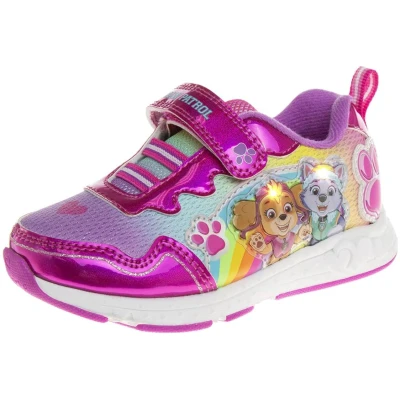 Nickelodeon Girls Paw Patrol Shoes – Kids Toddler Light Up Sneakers- LED Skye and Everest Slip-On Lightweight Tennis Breathable Character Athletic Running Shoes (Toddler/Little Kid)