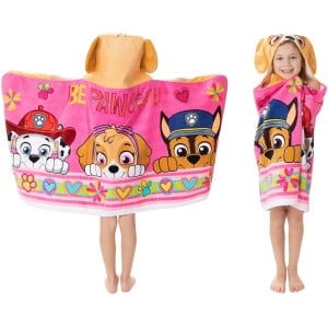 Paw Patrol Pink Bath, Pool, Beach Soft Cotton Terry Hooded Towel Wrap