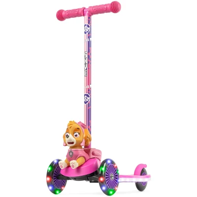 Kick Scooter for Kids, Self-Balancing 3 Wheeled Scooter with Light Up Wheels & Deck, Extra Wide Anti-Slip Deck, Rear Brake, Lean to Steer, Lightweight Design, for Kids 3 and Up, 75 LB Limit