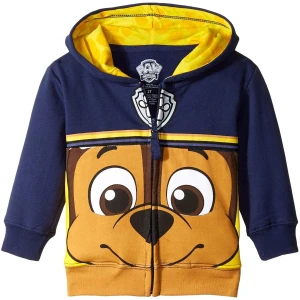 Paw Patrol Hoodie Chase Character Big Face Zip-up for Kids Boys & Girls