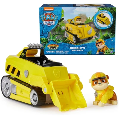 PAW Patrol Jungle Pups, Rubble Rhino Vehicle, Toy Truck with Collectible Action Figure, Kids Toys for Boys & Girls Ages 3 and Up