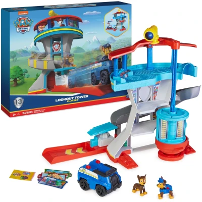 PAW Patrol Lookout Tower Playset with Toy Car Launcher, 2 Chase Action Figures, Chase’s Police Cruiser and Accessories, Kids Toys for Ages 3 and up