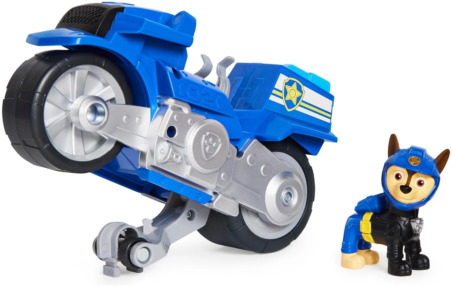 Paw Patrol, Moto Pups Chase’s Deluxe Pull Back Motorcycle Vehicle Paw Patrol, Moto Pups Chase’s Deluxe Pull Back Motorcycle Vehicle with Wheelie Feature and Toy Figure