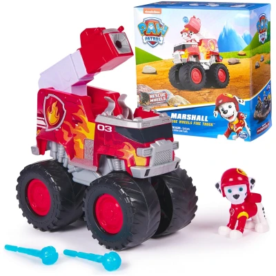 Paw Patrol: Rescue Wheels Marshall’s Firetruck, Toy Truck with Projectile Launcher and Collectible Action Figure, Kids Toys for Boys & Girls Ages 3+