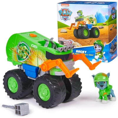 Paw Patrol: Rescue Wheels Rocky’s Recycle Truck, Toy Truck with Projectile Launcher and Collectible Action Figure, Kids Toys for Boys & Girls Ages 3+