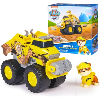 Paw Patrol: Rescue Wheels Rubble’s Bulldozer, Toy Truck with Vehicle Transformation and Collectible Action Figure, Kids Toys for Boys & Girls Ages 3+