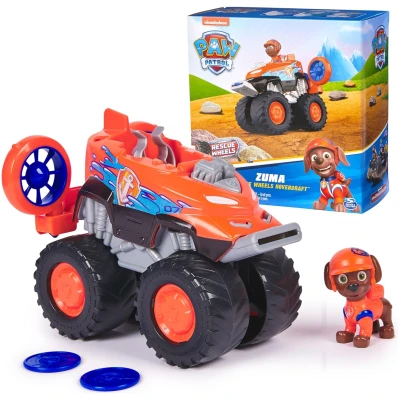 Paw Patrol: Rescue Wheels Zuma’s Hovercraft, Toy Truck with Projectile Launcher and Collectible Action Figure, Kids Toys for Boys & Girls Ages 3+