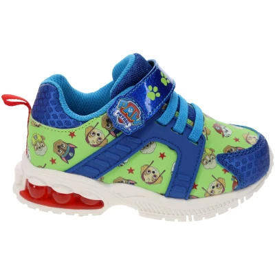 Paw Patrol Running Shoes for Toddlers, Mismatch Sneaker with Hook-and-Loop Strap, Blue/Green, Toddler Size 7 to Little Kid Size 12
