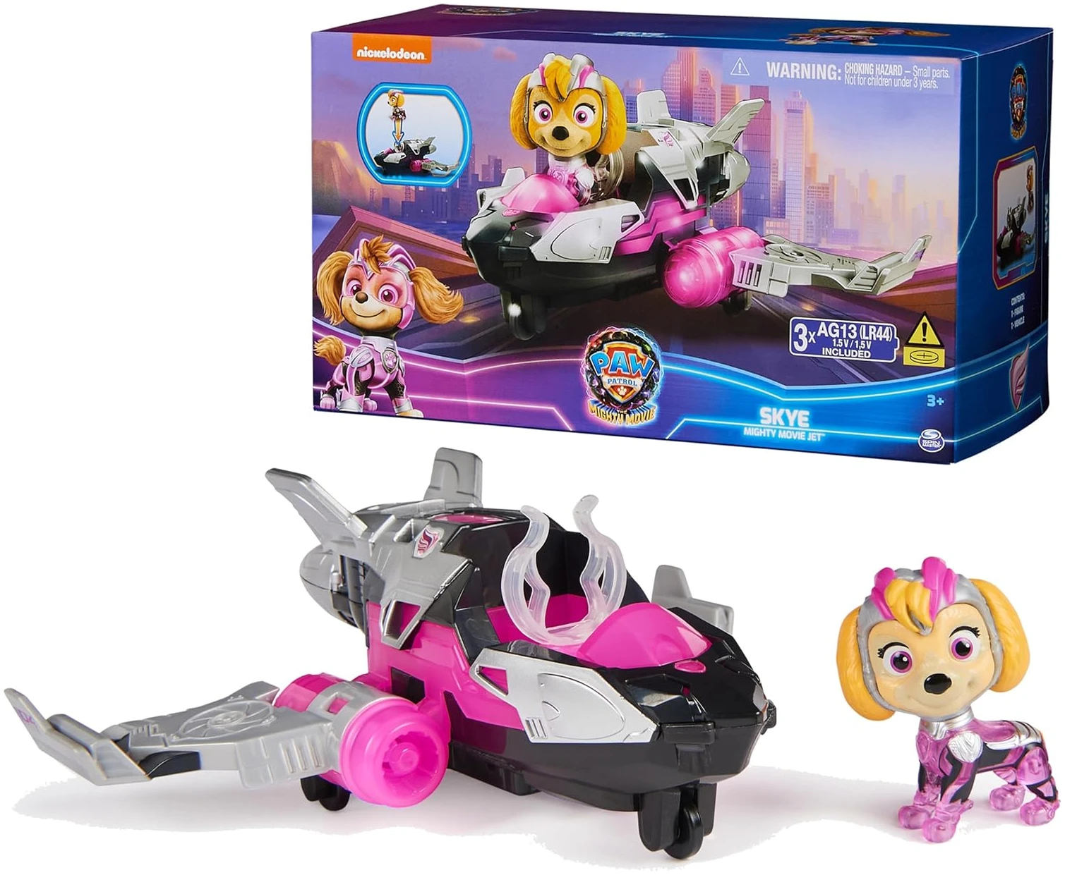 Paw Patrol: The Mighty Movie, Airplane Toy with Skye Mighty Paw Patrol: The Mighty Movie, Airplane Toy with Skye Mighty Pups Action Figure, Lights and Sounds, Kids Toys for Boys & Girls 3+