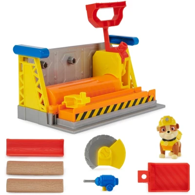 Rubble & Crew, Rubble’s Workshop Playset, Construction Toys with Kinetic Build-It Sand & Rubble Action Figure, Kids Toys for Boys & Girls Ages 3+