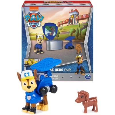 Paw Patrol, Big Truck Pups Chase Action Figure with Clip-on Rescue Drone, Command Center Pod and Animal Friend Kids Toys Ages 3 and up