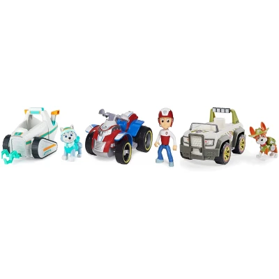 Paw Patrol Everest's Snow Plow, Paw Patrol Ryder's Rescue ATV & Paw Patrol, Jungle Rescue, Tracker’s Jungle Cruiser.