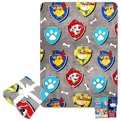 Paw Patrol Fleece Blanket Set with Stickers, Cozy 50x70 Throw