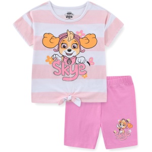 Paw Patrol Skye Girls Short Sleeve Shirt and Bike Shorts Set