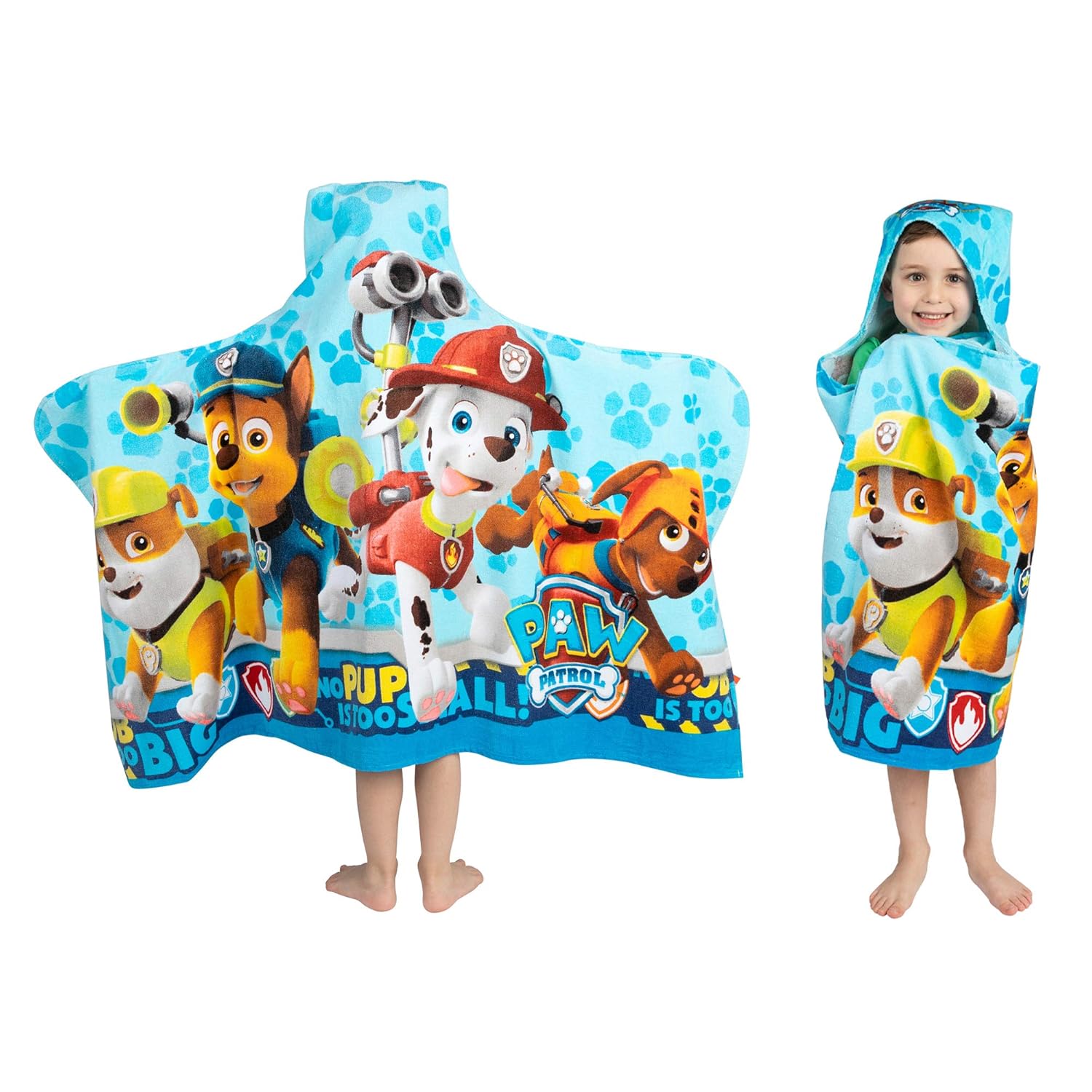 amazon-6a1ab2336621b Paw Patrol Blue Hooded Towel Wrap for Bath, Pool, Beach - Soft Cotton Terry - vue 2