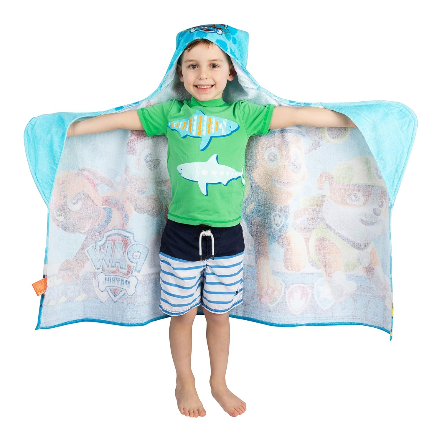 amazon-6a1ab23ab345e Paw Patrol Blue Hooded Towel Wrap for Bath, Pool, Beach - Soft Cotton Terry - vue 3