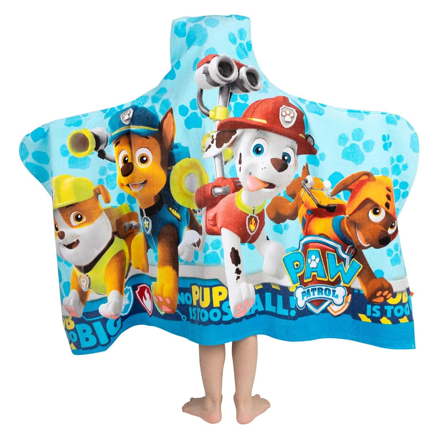 amazon-6a1ab23d361b6 Paw Patrol Blue Hooded Towel Wrap for Bath, Pool, Beach - Soft Cotton Terry - vue 4
