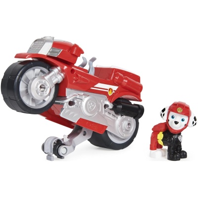 Moto Pups Marshall’s Deluxe Pull Back Motorcycle with Wheelie Toy Figure