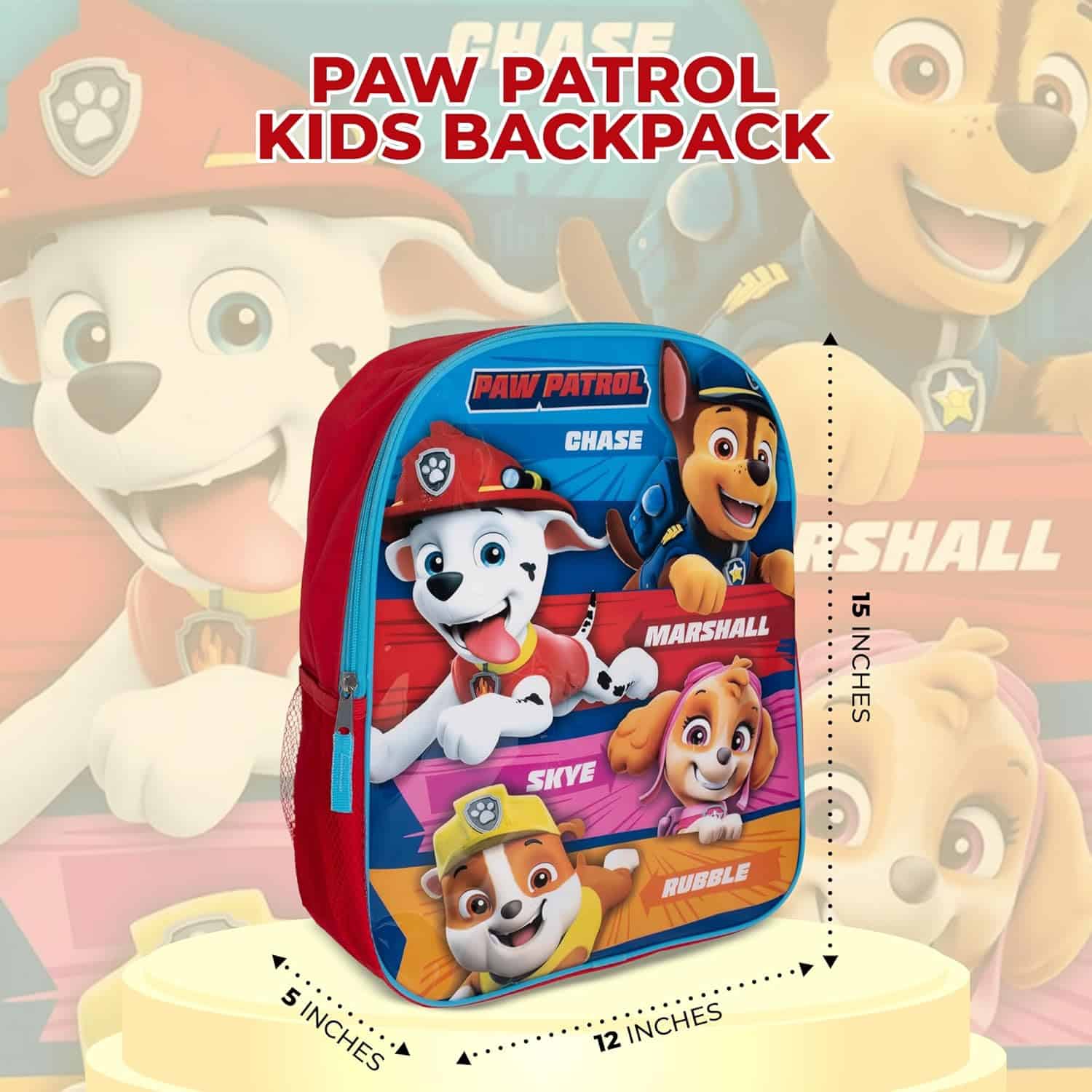 amazon-6a1ab8aa8e12a Paw Patrol Kids Backpack 15 Inch School Book Bag with Chase, Marshall, Skye, and Rubble - vue 4