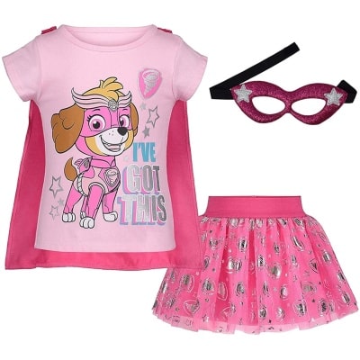 Skye Girls Cosplay Tutu Cape and Mask 4 Piece Outfit Set for Toddler to Little Kid