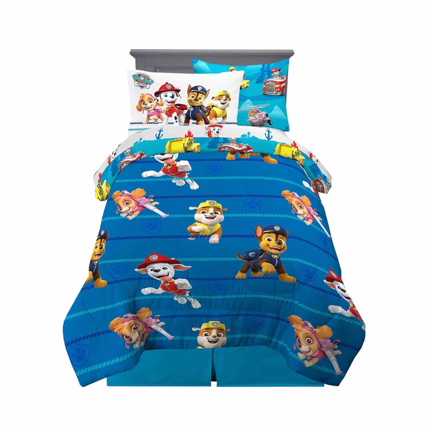 amazon-6a1ace81449f2 Paw Patrol Twin Bedding Set, Super Soft 5-Piece Comforter & Sheets - vue 2