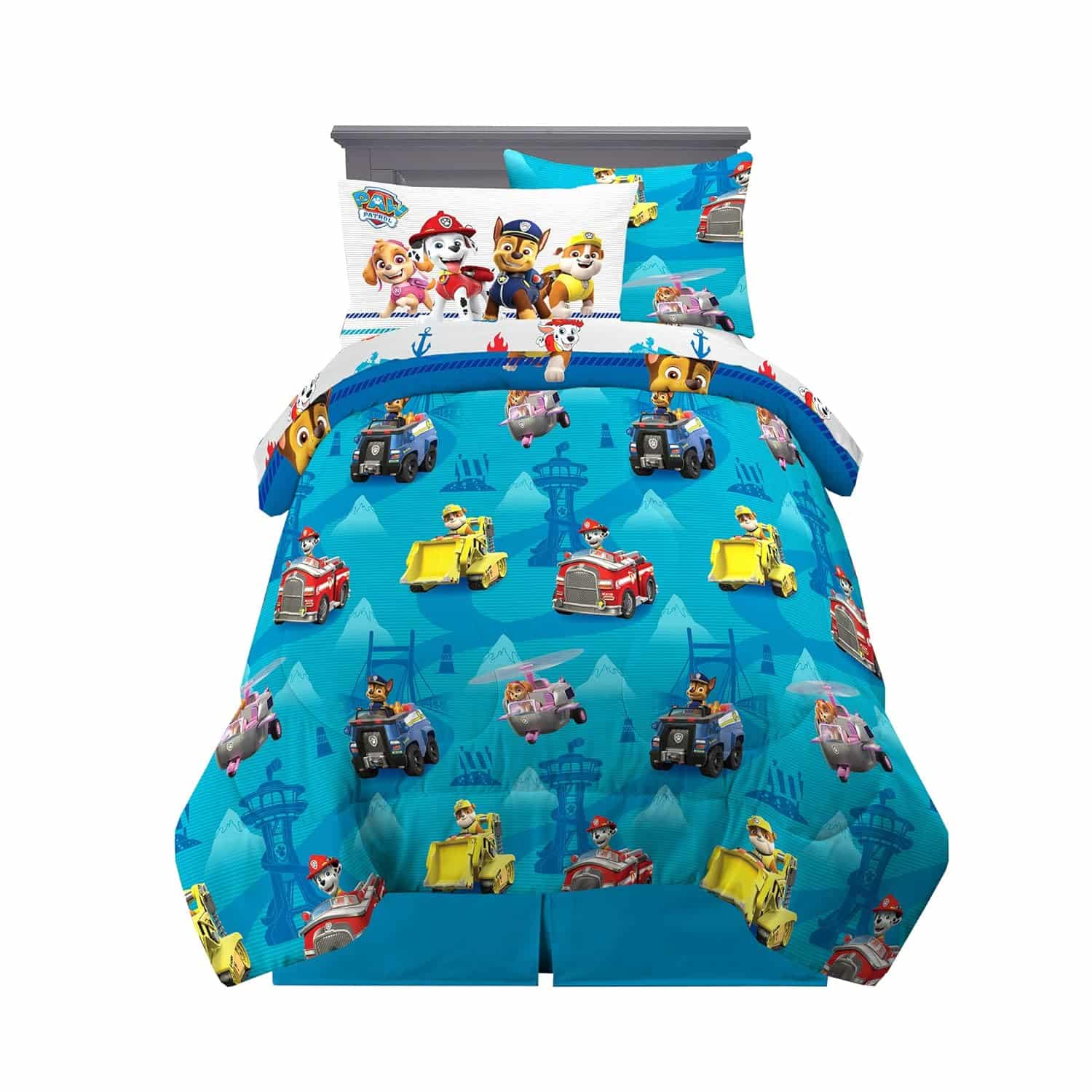 amazon-6a1ace839e9e2 Paw Patrol Twin Bedding Set, Super Soft 5-Piece Comforter & Sheets - vue 3
