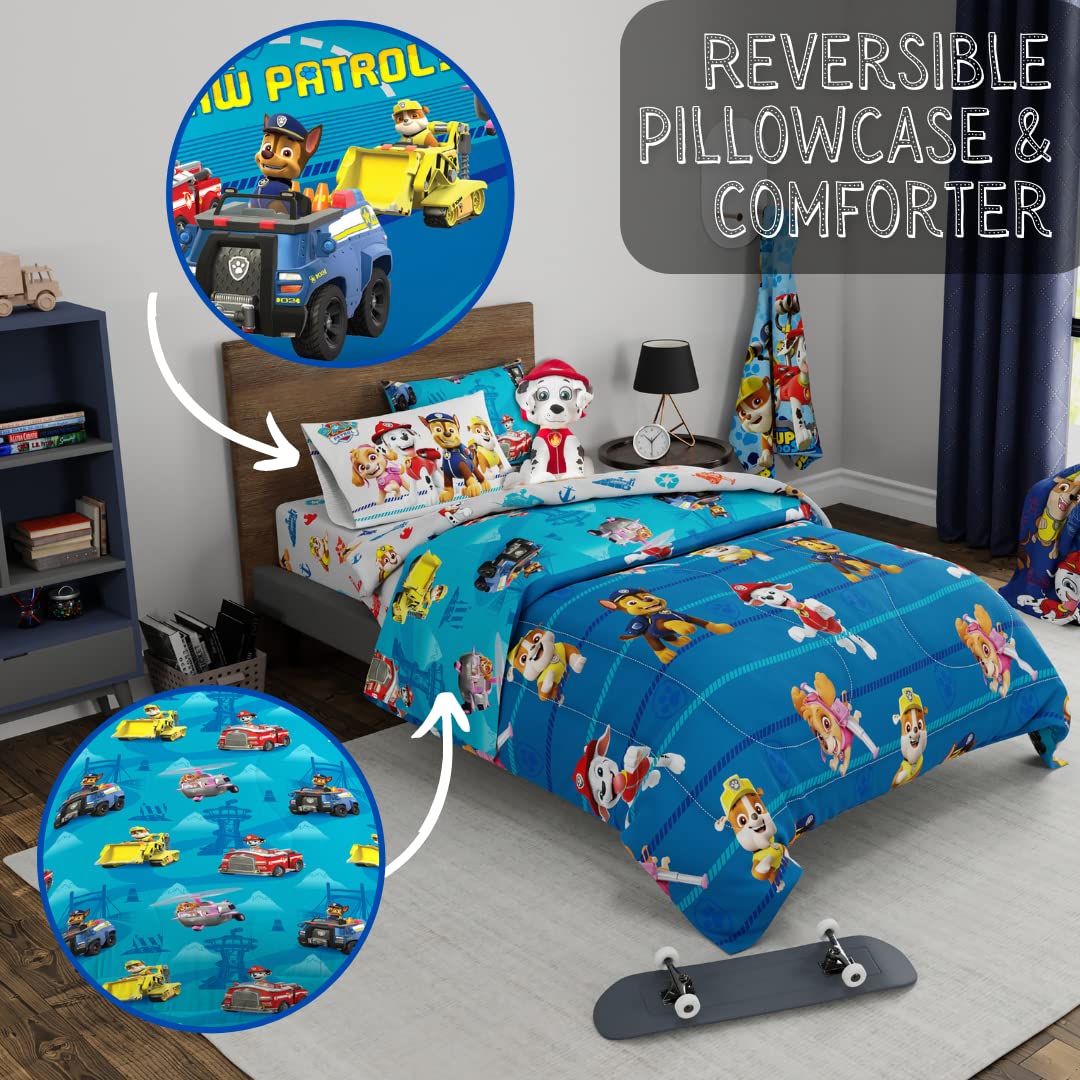amazon-6a1ace87ad66a Paw Patrol Twin Bedding Set, Super Soft 5-Piece Comforter & Sheets - vue 5