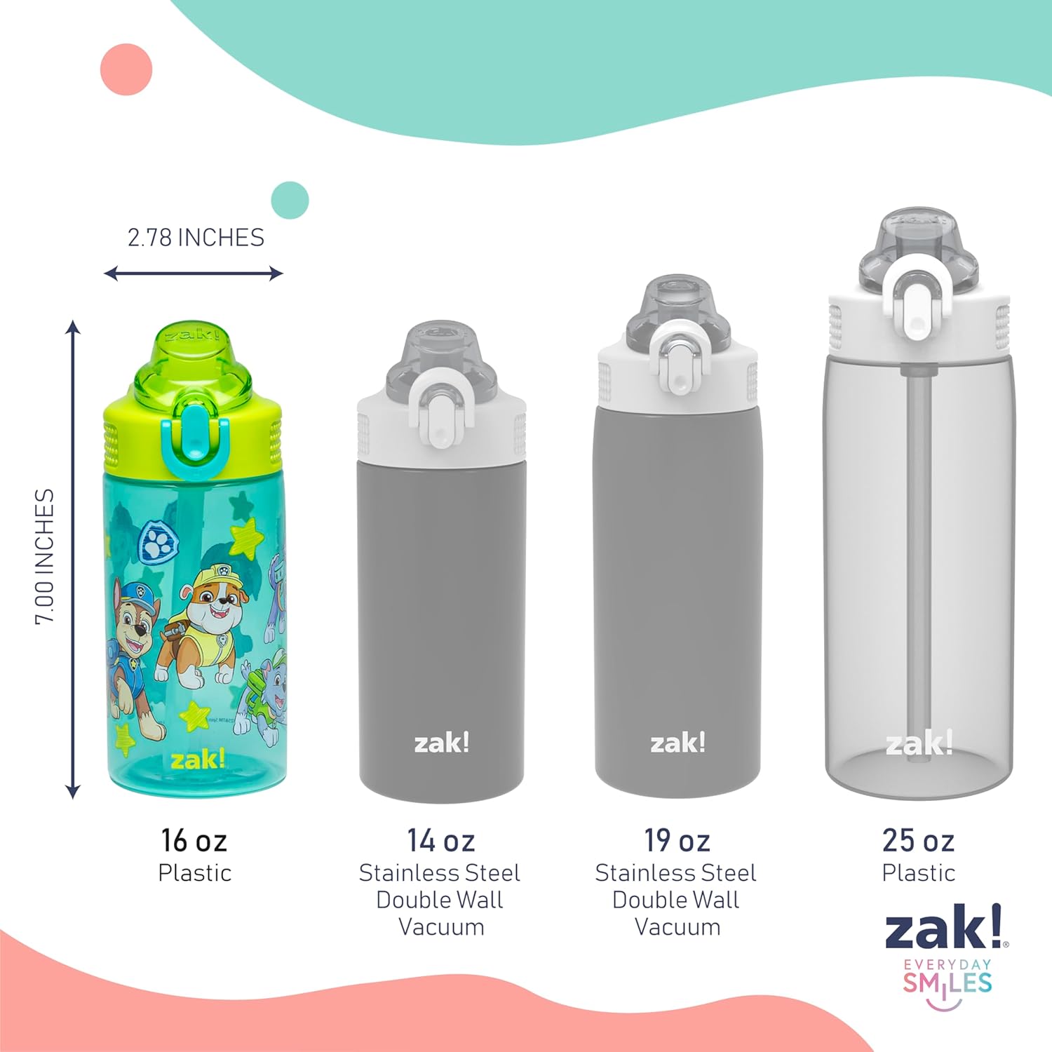 amazon-6a1acef914abb PAW Patrol Sage 16oz Kids Water Bottle 2-Pack with Straw, Leak-Proof - vue 3