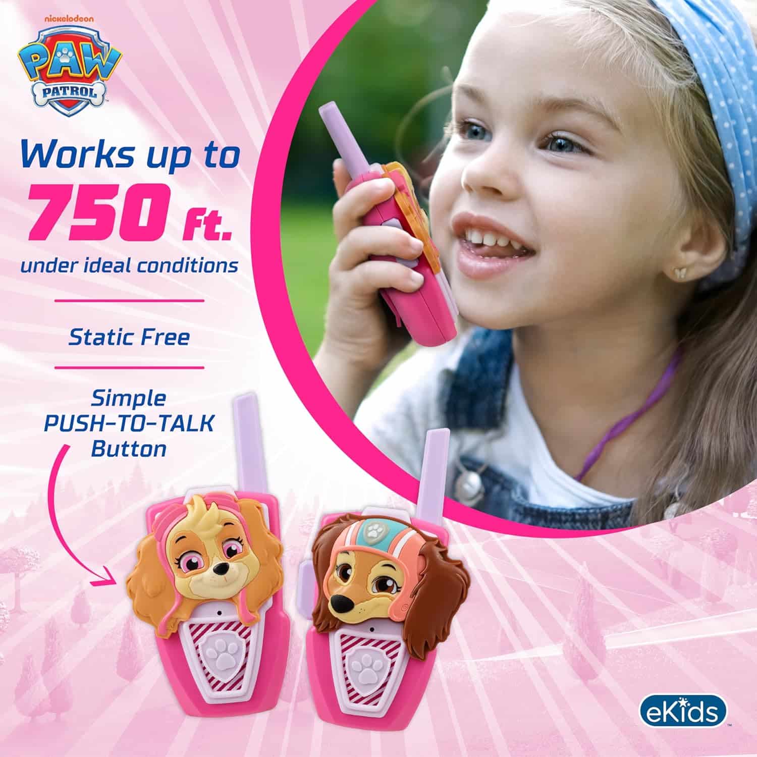 amazon-6a1ad22f6d89f Paw Patrol walkie talkies for kids with static free range, Skye Liberty toy - vue 3