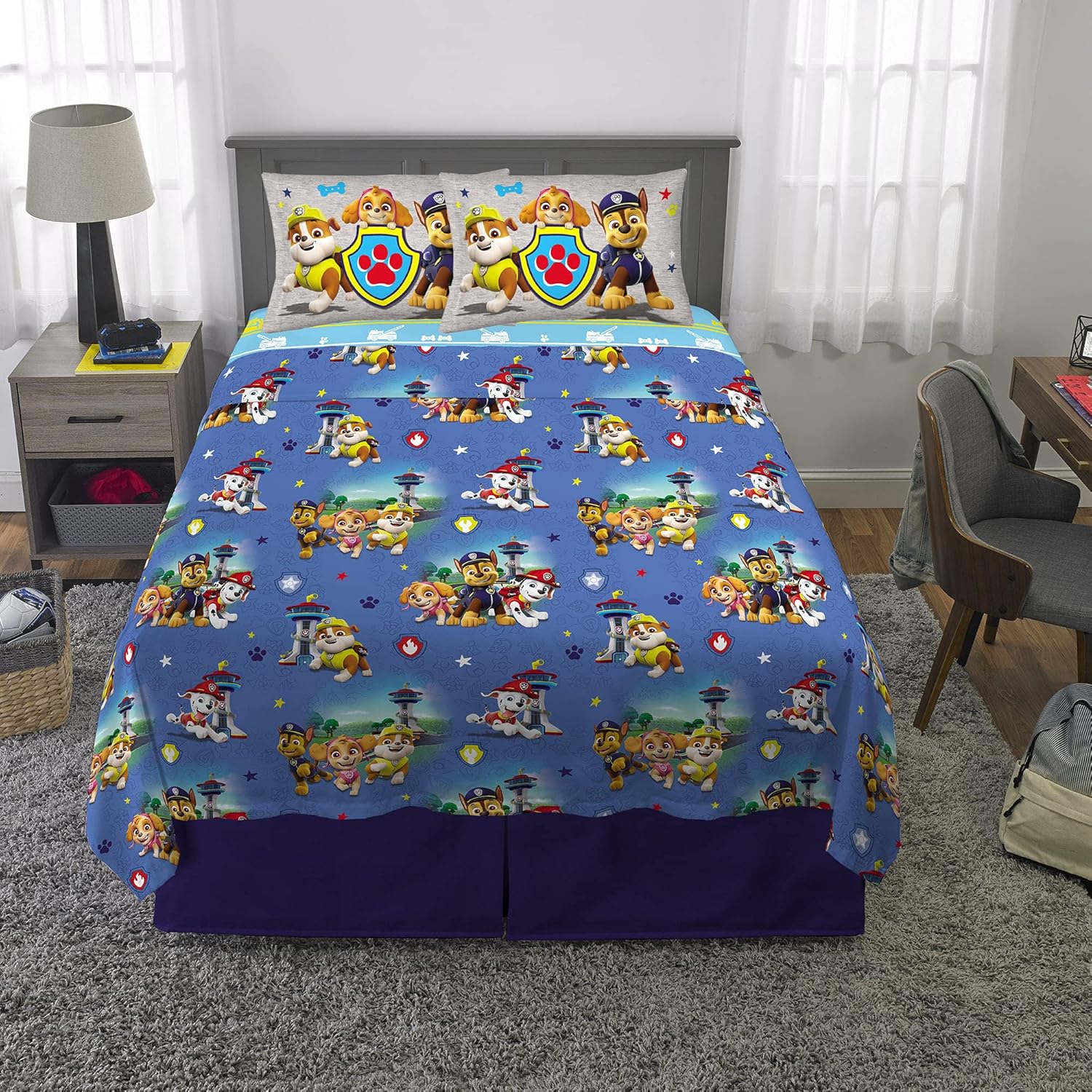 amazon-6a1ad311e276a Paw Patrol Super Soft Microfiber Full Sheet Set for Kids - vue 6