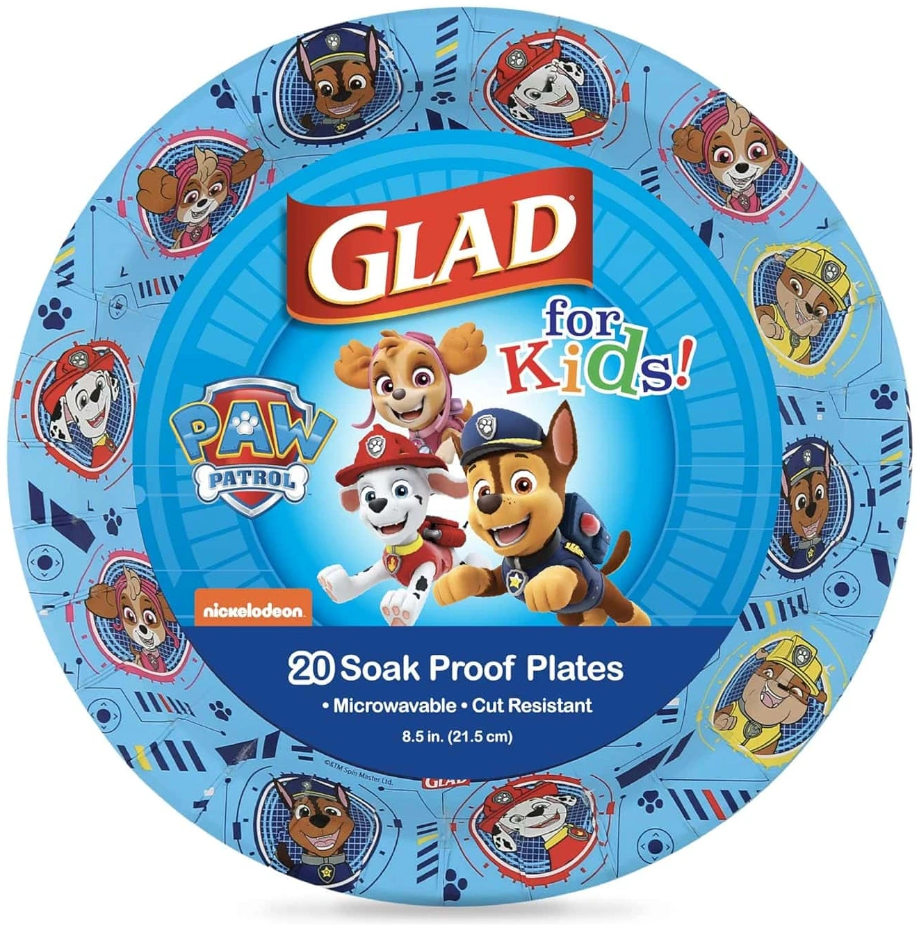 amazon-6a1ad5e887e2a Glad Paw Patrol disposable paper plates, heavy duty soak proof 8.5 inch, 20 count