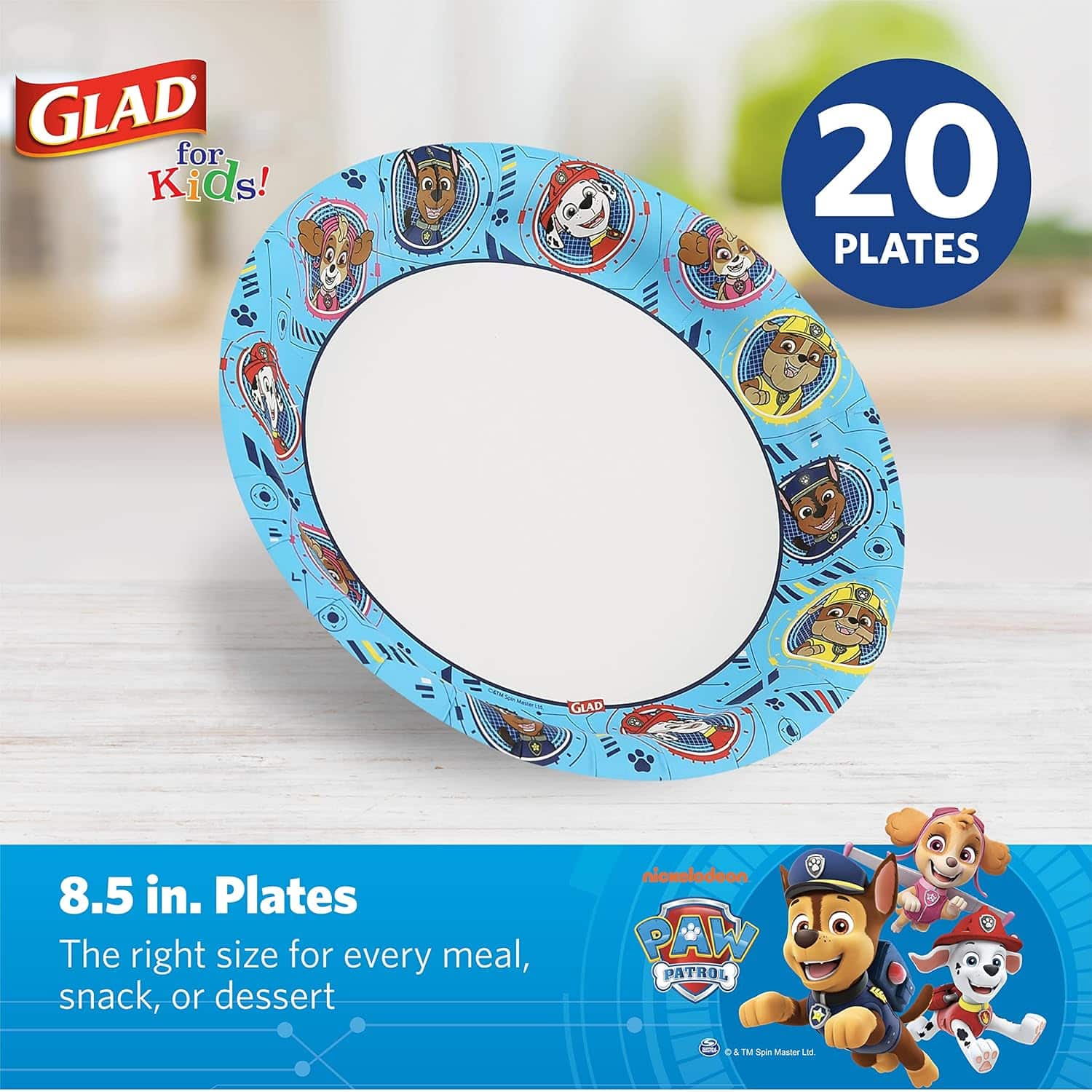 amazon-6a1ad5f31b27b Glad Paw Patrol disposable paper plates, heavy duty soak proof 8.5 inch, 20 count - vue 3
