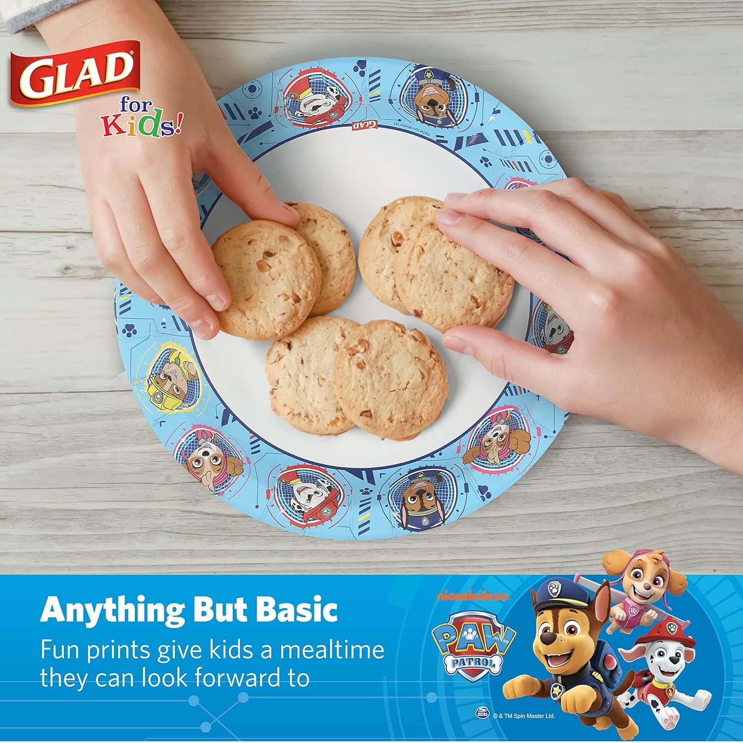 amazon-6a1ad5f813602 Glad Paw Patrol disposable paper plates, heavy duty soak proof 8.5 inch, 20 count - vue 5