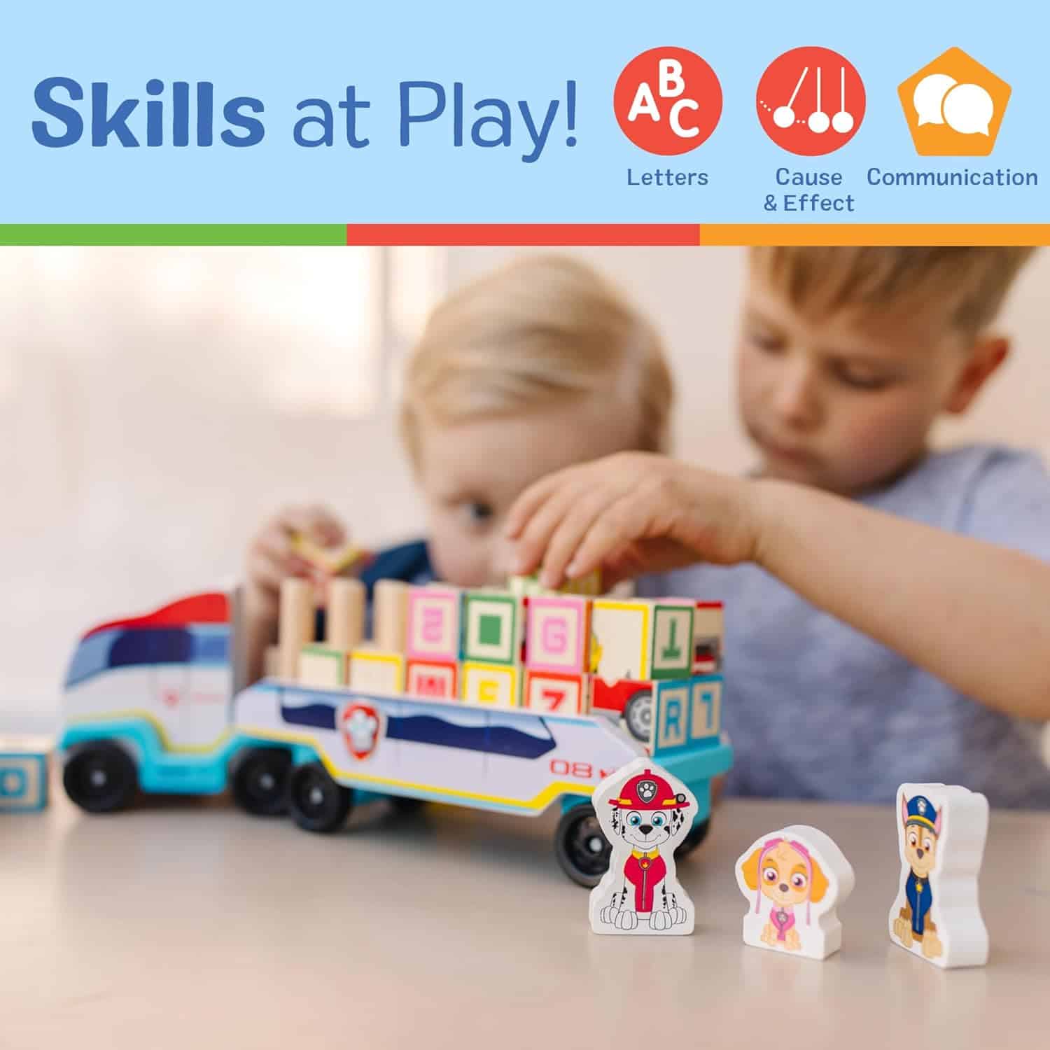 amazon-6a1ad6fa8edf3 PAW Patrol Wooden ABC Block Truck with 33 Learning Pieces - vue 6