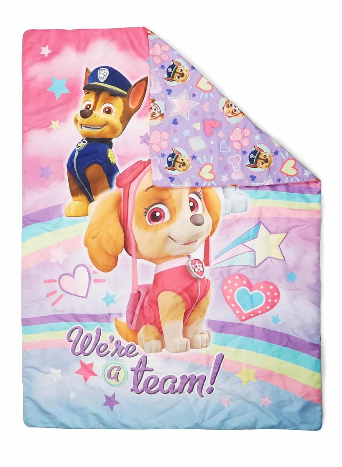 amazon-6a1ada797c68e Skye We're A Team toddler bedding set with pink reversible pillow case - vue 5