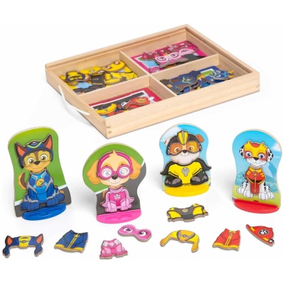 PAW Patrol Wooden Magnetic Pretend Play Set, 64 Pieces for Kids