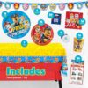 Paw Patrol birthday party supplies for 16 guests with table cover and banner - vue 3