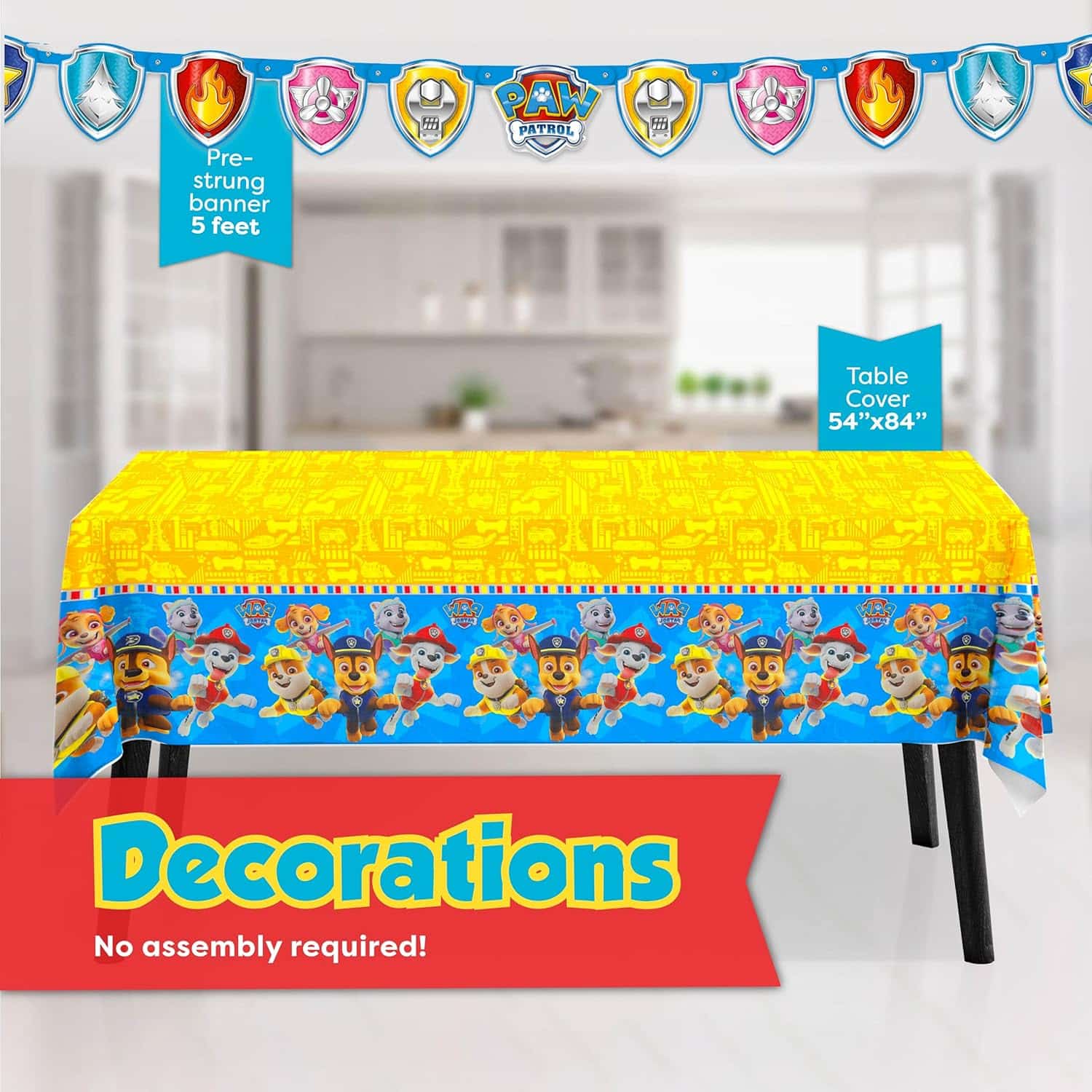 amazon-6a1adb8450aaa Paw Patrol birthday party supplies for 16 guests with table cover and banner - vue 5