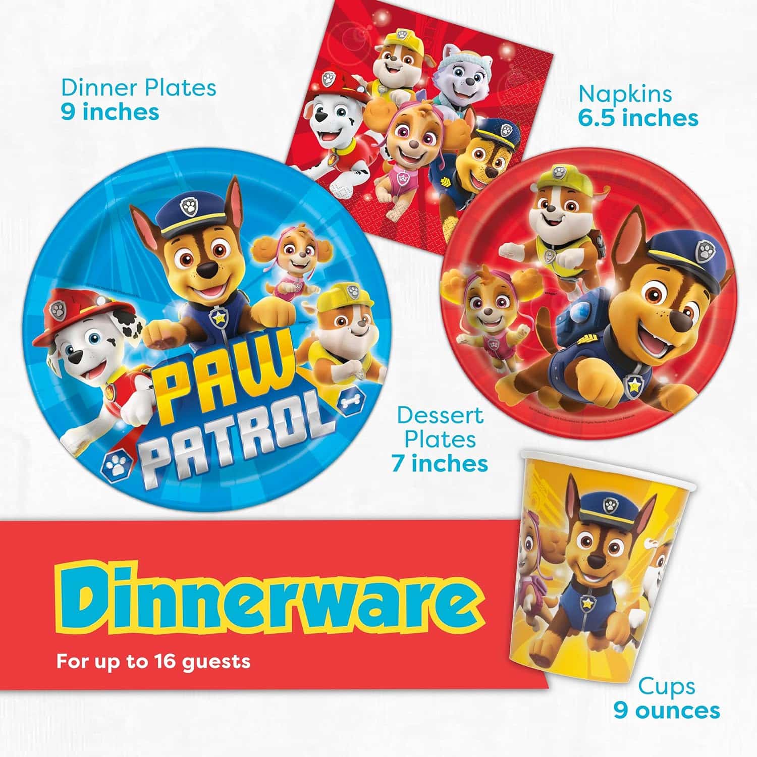 amazon-6a1adb86cd25d Paw Patrol birthday party supplies for 16 guests with table cover and banner - vue 6