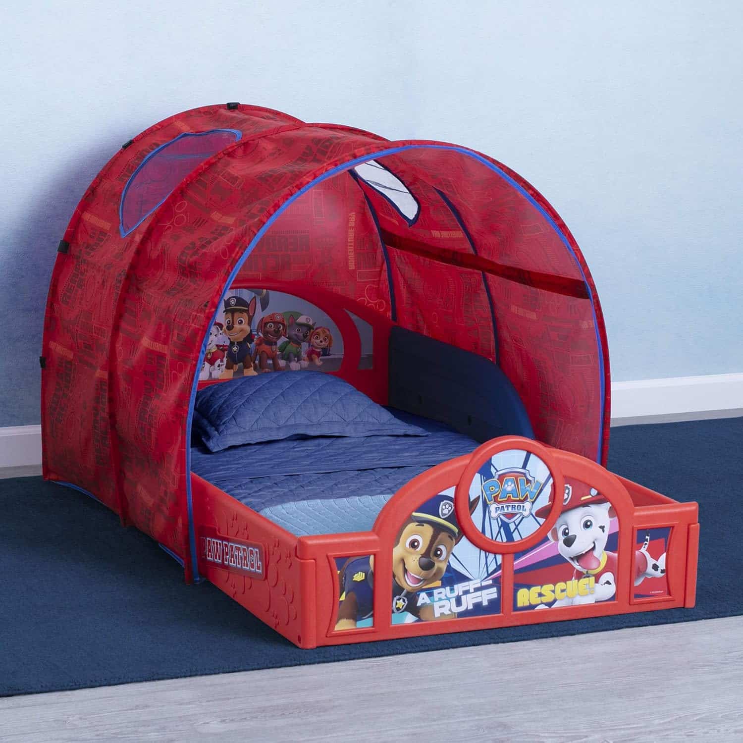 amazon-6a1adc5f5fe5c PAW Patrol toddler bed with tent for sleep and play, red - vue 3