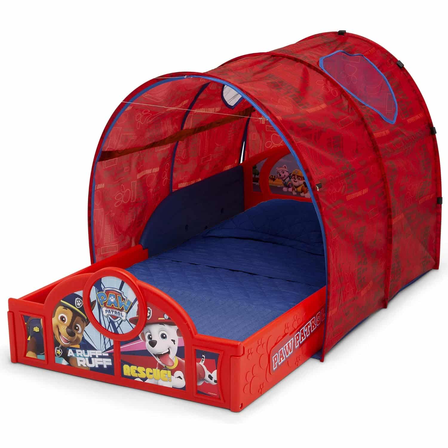 amazon-6a1adc61a904a PAW Patrol toddler bed with tent for sleep and play, red - vue 4