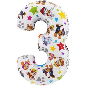 Paw Patrol Number 3 Foil Balloon for Kids Party Decorations