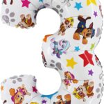 Paw Patrol Number 3 Foil Balloon for Kids Party Decorations - vue 2