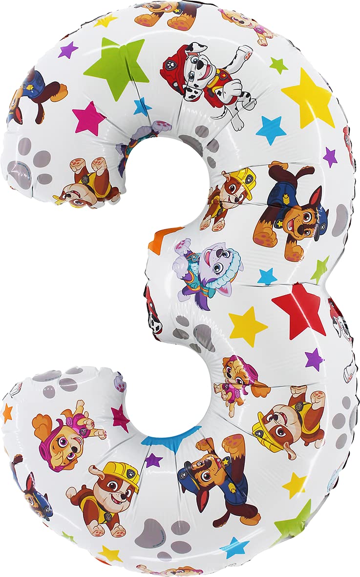 amazon-6a1addc285a04 Paw Patrol Number 3 Foil Balloon for Kids Party Decorations - vue 2