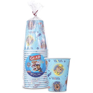 Glad Paw Patrol paper cups, soak proof 9 oz disposable cups for kids parties, 20 count