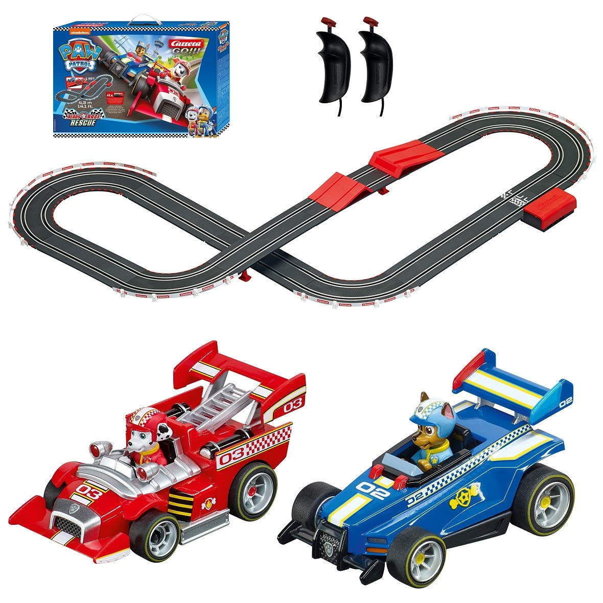 amazon-6a1adf469c075 PAW Patrol slot car racing track set with Chase and Marshall jump ramp - vue 2