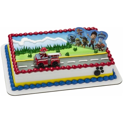 Paw Patrol cake topper with Marshall fire engine for fun party decorations