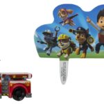Paw Patrol cake topper with Marshall fire engine for fun party decorations - vue 3