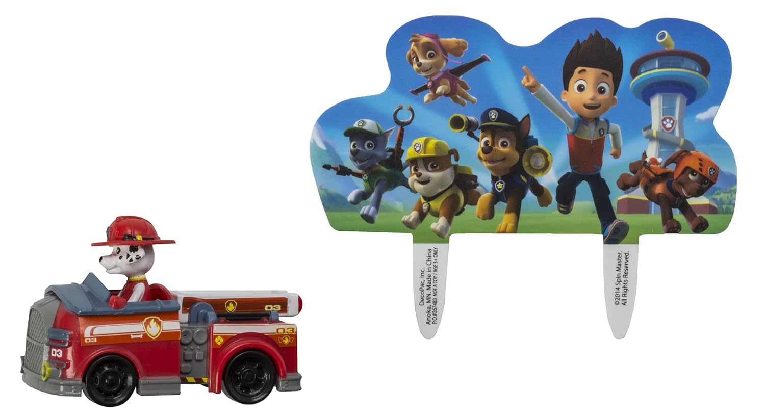 amazon-6a1ae14ca48c4 Paw Patrol cake topper with Marshall fire engine for fun party decorations - vue 3