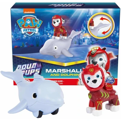 Aqua Pups Marshall and Dolphin Action Figures for Kids Ages 3+